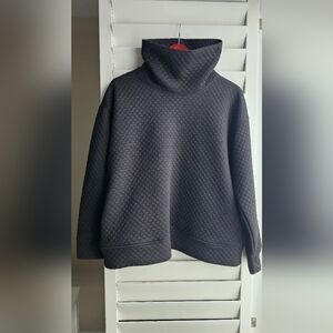 Jones NEW York Mockneck Quilted Black Sweatshirt Top Jersey Size L